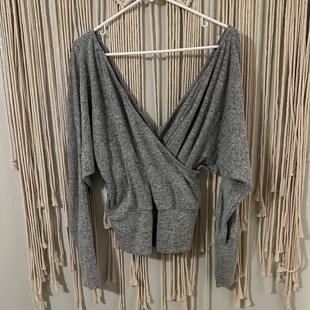 Express Heather Gray cross Sweater